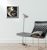 Abstract wave and void art on wrapped canvas.